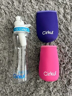 Cirkul Hydration Bottle with Purple and Pink Neoprene Sleeves